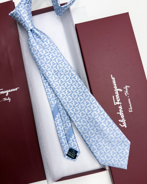 Ferragamo Baby Blue ENTANGLED GANCINI SILK TIE