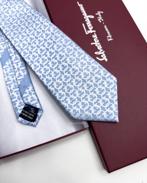 Ferragamo Baby Blue ENTANGLED GANCINI SILK TIE