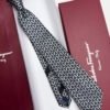 Ferragamo Black White ENTANGLED GANCINI SILK TIE