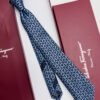Ferragamo Navy Blue ENTANGLED GANCINI SILK TIE