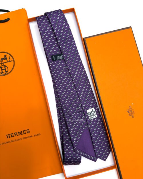 Hermes Indigo DUCK PATTERN SOFT SILK TIE