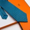 Hermes Ocean ORIGAMI HORSE PATTERN SOFT SILK TIE