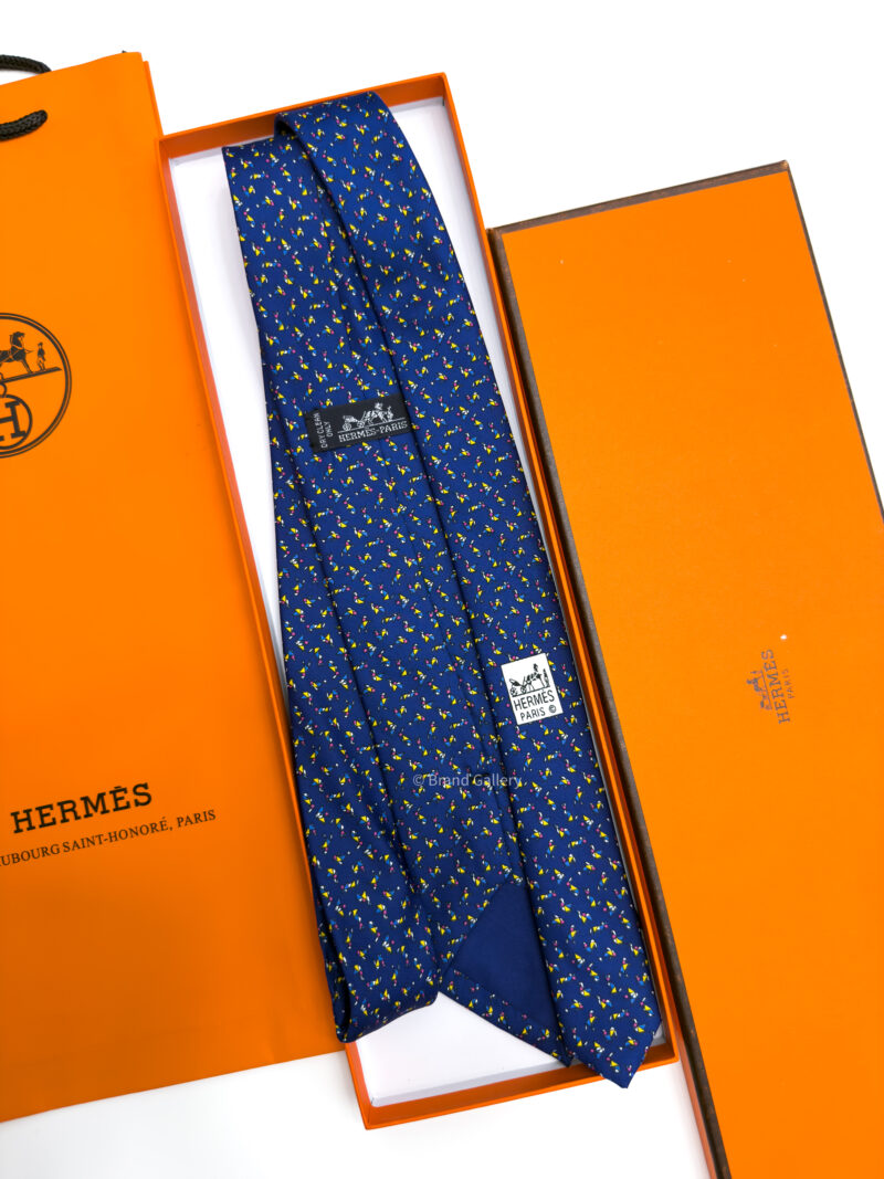 Hermes Blue ORIGAMI ANIMALS SOFT SILK TIE