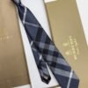 Burberry Blue Grey THIN CHECK SILK TIE