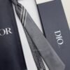 Dior Grey STRIPED OBLIQUE SILK TIE