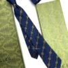 Gucci Blue DIAGONAL HORSESHOE SOFT SILK TIE