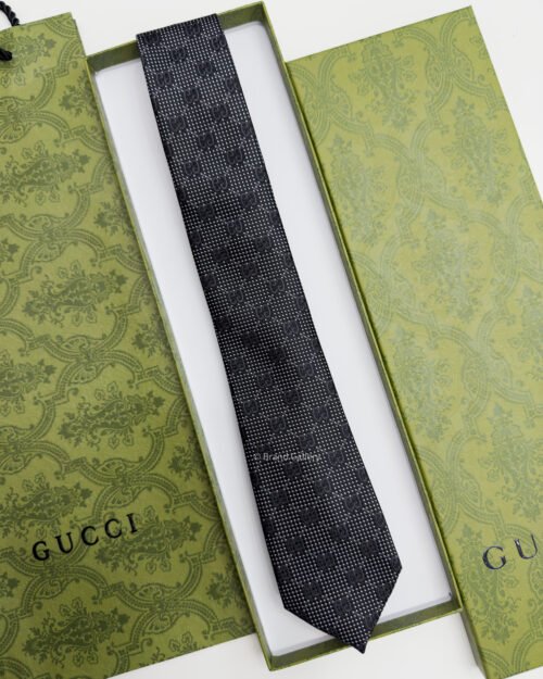 Gucci Black INTERLOCKING GG SILK TIE
