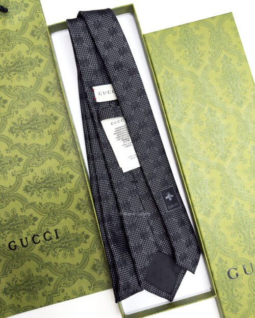 Gucci Black INTERLOCKING GG SILK TIE