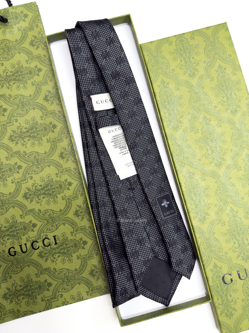 Gucci Black INTERLOCKING GG SILK TIE