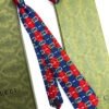 Gucci Blue Red Interlocking-G RHOMBUS SOFT SILK TIE