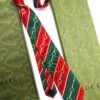 Gucci Green and Red HORSEBIT CHAIN SOFT SILK TIE