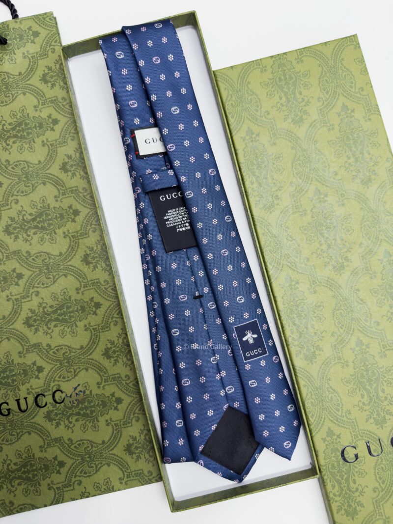 Gucci Royal Blue FLOWER SYMBOL and GG SILK TIE