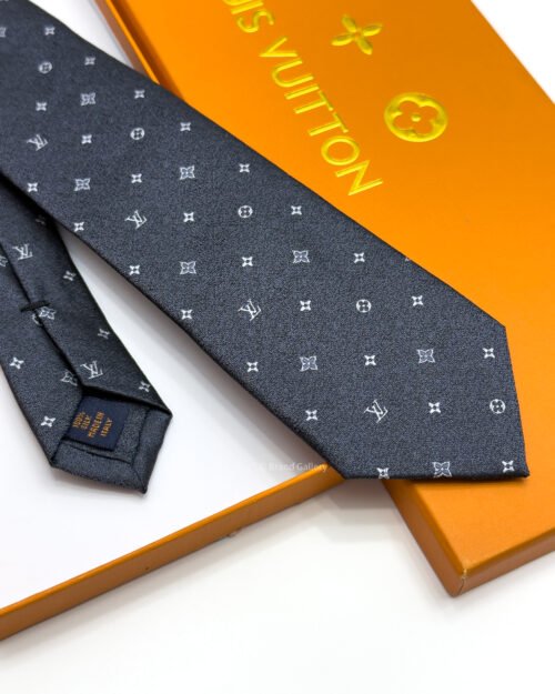 Louis Vuitton Charcoal LV CLASSIC PATTERN SILK TIE