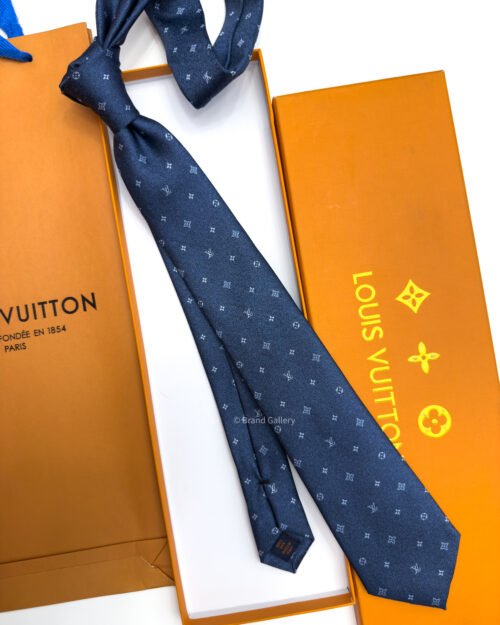 Louis Vuitton Stone Blue LV CLASSIC PATTERN SILK TIE