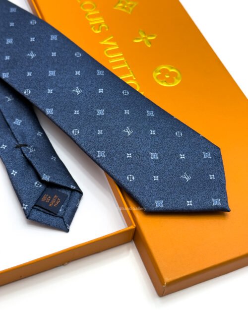 Louis Vuitton Stone Blue LV CLASSIC PATTERN SILK TIE