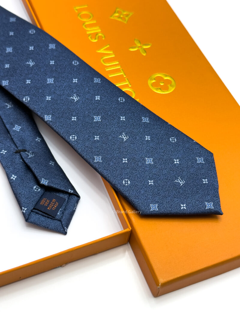 Louis Vuitton Stone Blue LV CLASSIC PATTERN SILK TIE