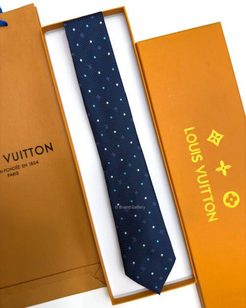 Louis Vuitton Navy MONOGRAM DOTS SILK TIE