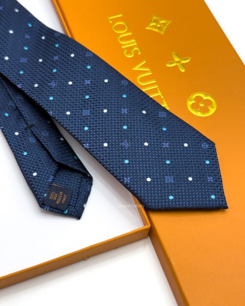 Louis Vuitton Navy MONOGRAM DOTS SILK TIE