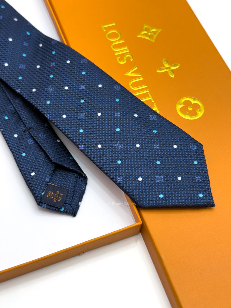 Louis Vuitton Navy MONOGRAM DOTS SILK TIE