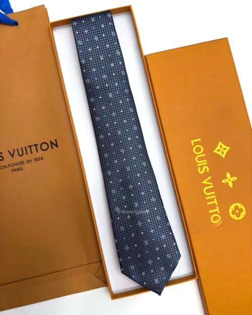 Louis Vuitton Grey MONOGRAM DOTS SILK TIE