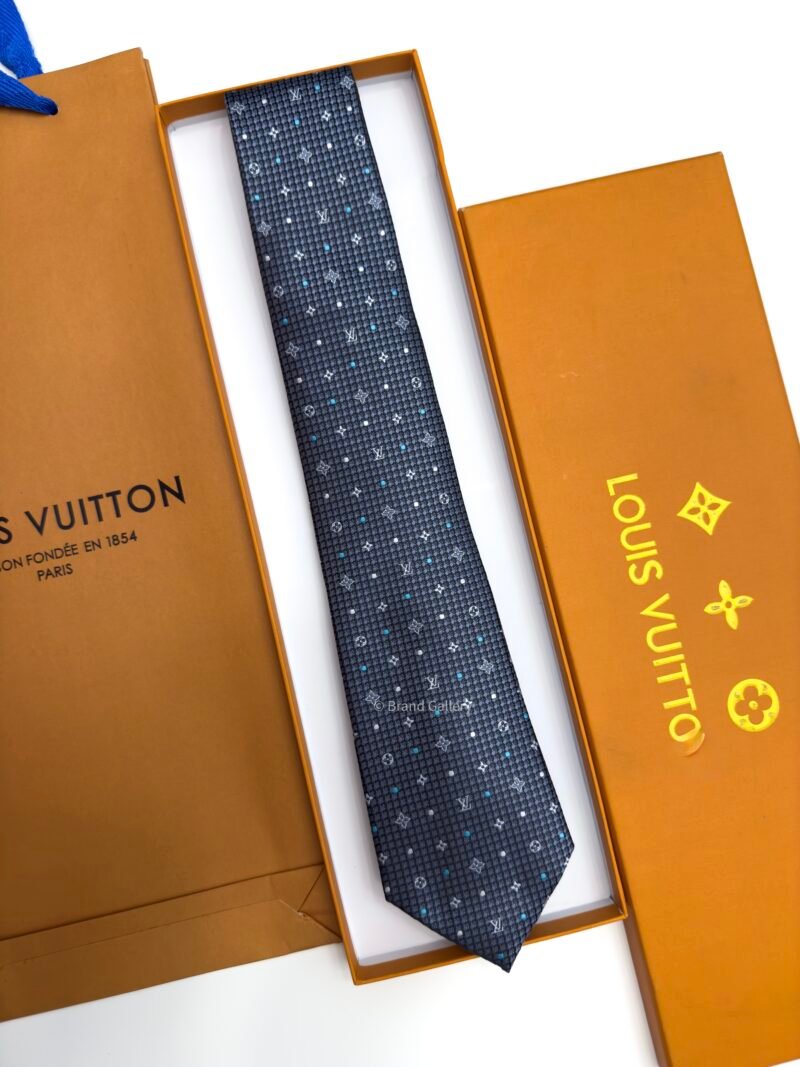 Louis Vuitton Grey MONOGRAM DOTS SILK TIE