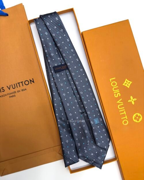 Louis Vuitton Grey MONOGRAM DOTS SILK TIE