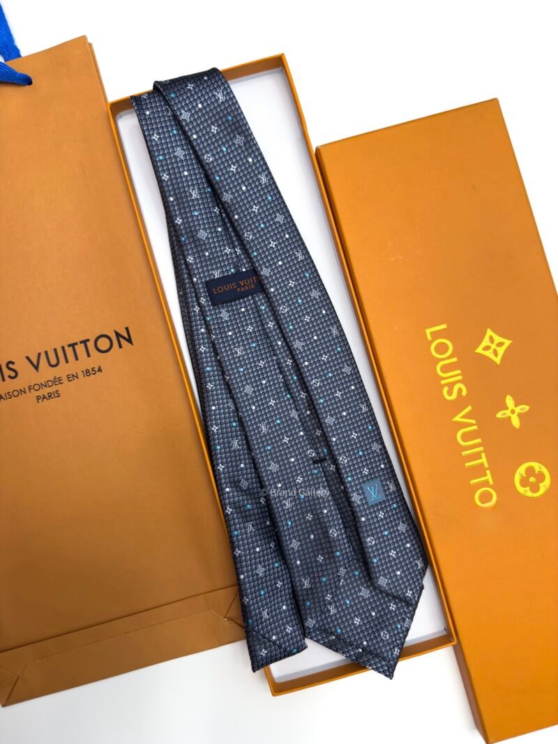 Louis Vuitton Grey MONOGRAM DOTS SILK TIE