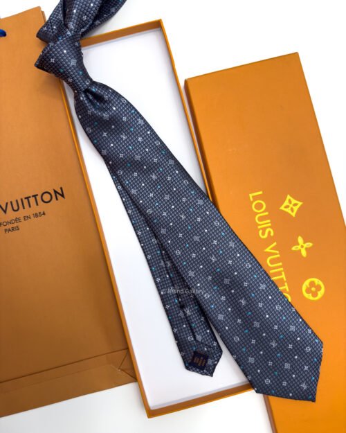 Louis Vuitton Grey MONOGRAM DOTS SILK TIE