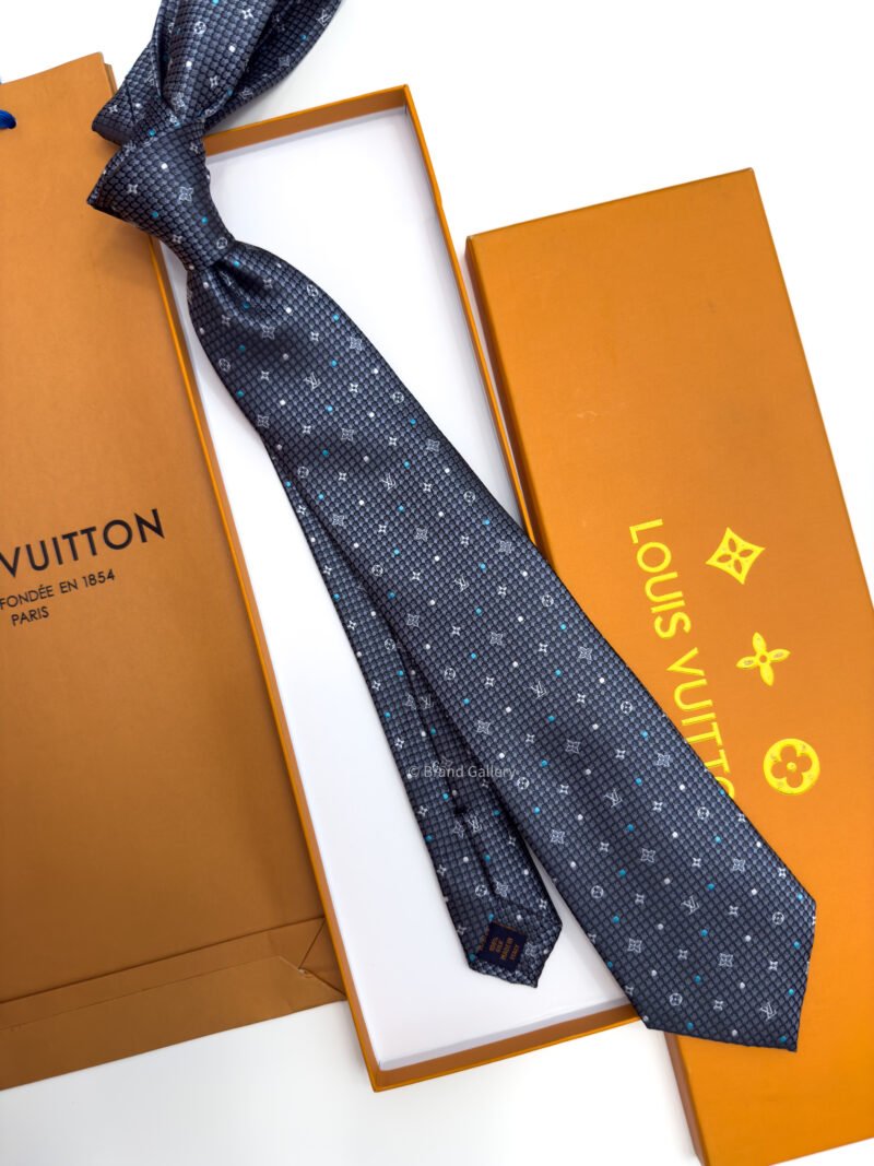 Louis Vuitton Grey MONOGRAM DOTS SILK TIE