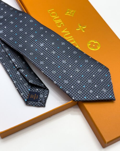 Louis Vuitton Grey MONOGRAM DOTS SILK TIE