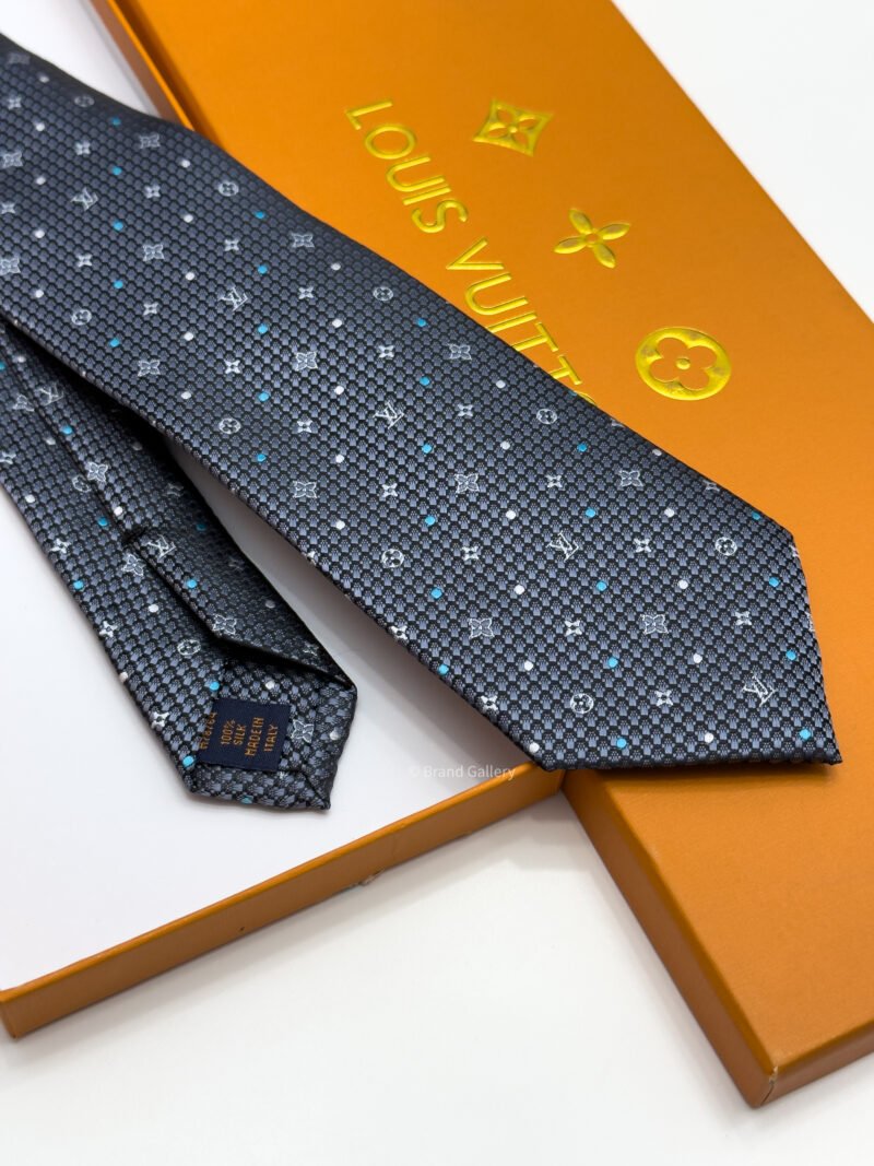 Louis Vuitton Grey MONOGRAM DOTS SILK TIE