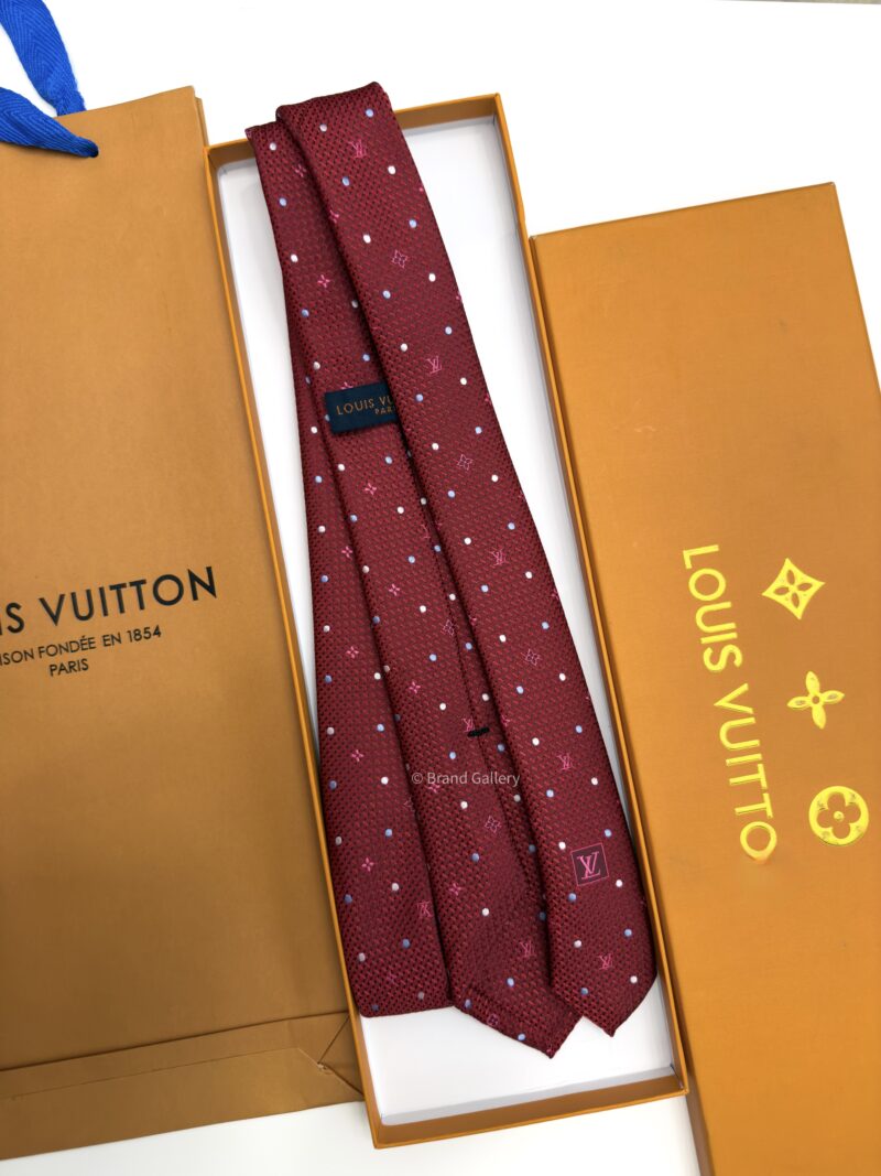 Louis Vuitton Dark Red MONOGRAM DOTS SILK TIE