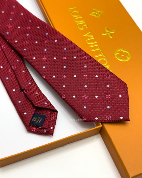 Louis Vuitton Dark Red MONOGRAM DOTS SILK TIE