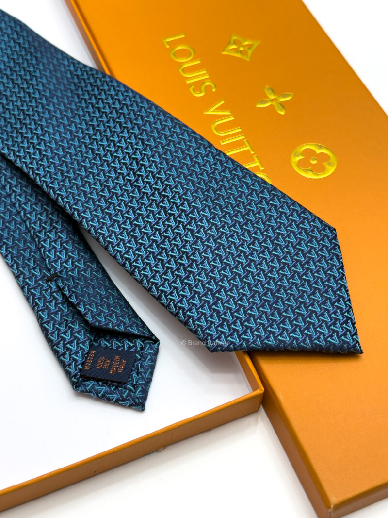 Louis Vuitton Navy Blue Interlocking LV PATTERN SILK TIE