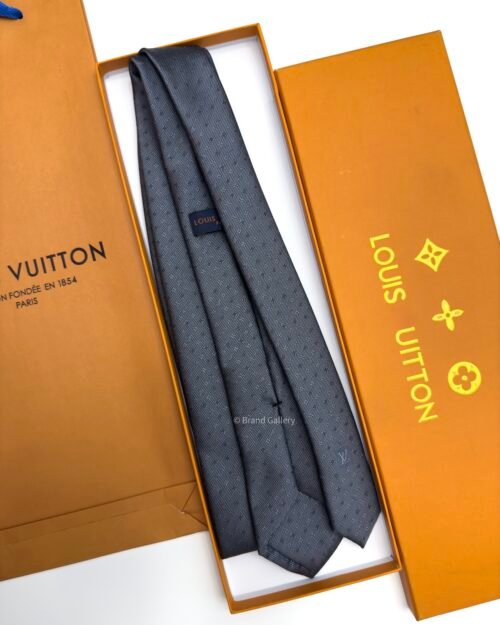 Louis Vuitton Grey MONOGRAM CLASSIC SILK TIE