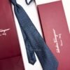 Ferragamo Salvatore Marine Blue SMALL GANCINI PATTERN SILK TIE