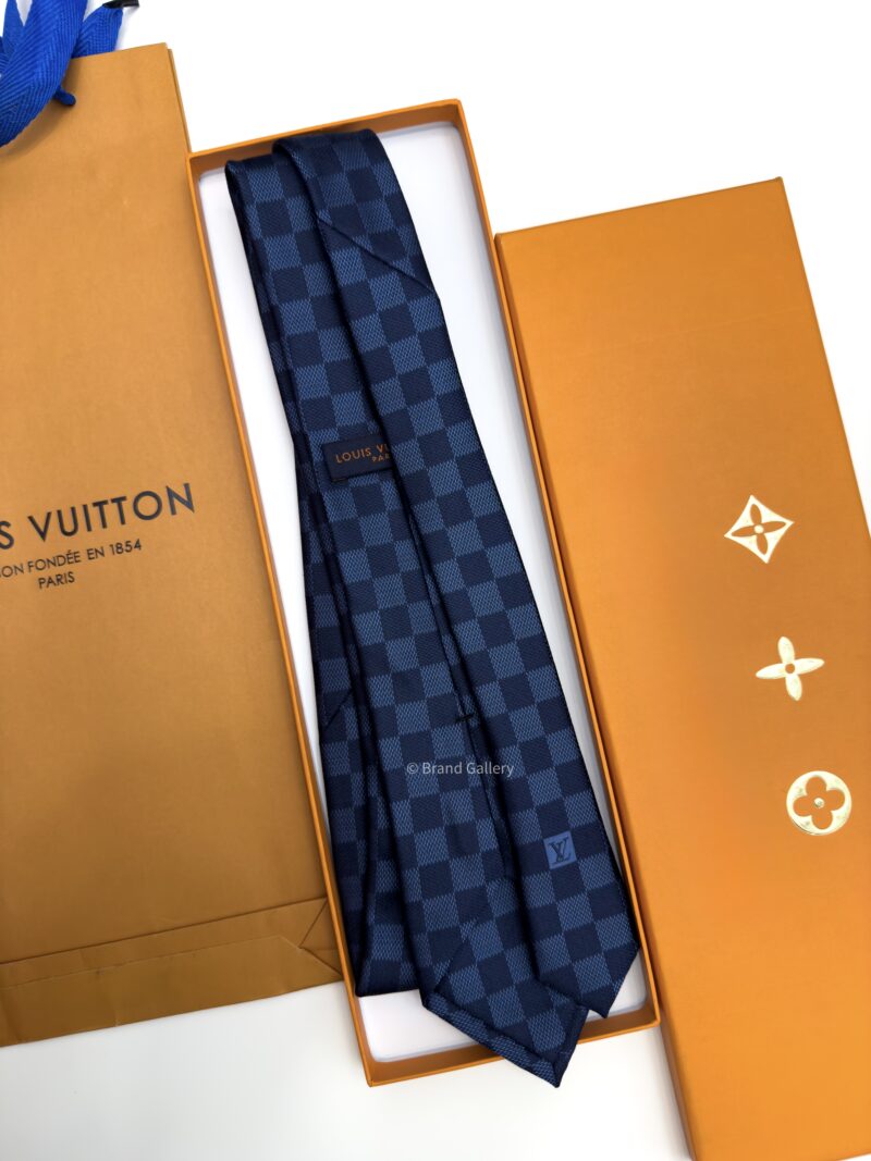 Louis Vuitton Navy DAMIER SILK TIE