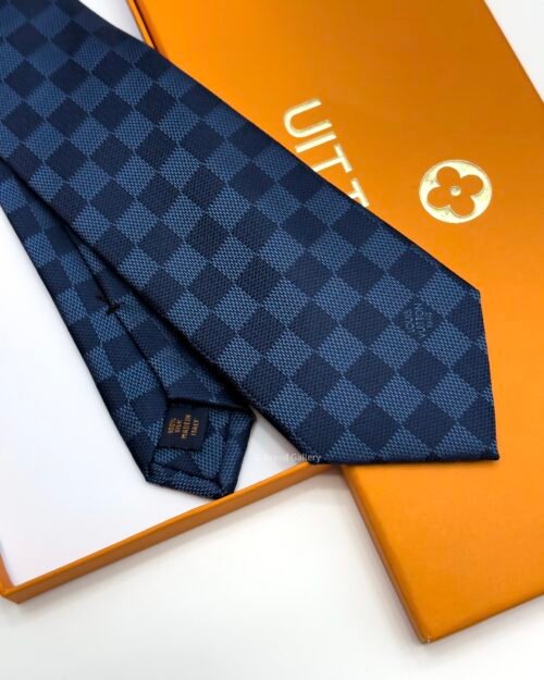 Louis Vuitton Navy DAMIER SILK TIE