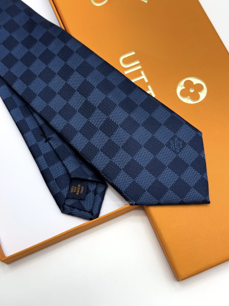 Louis Vuitton Navy DAMIER SILK TIE