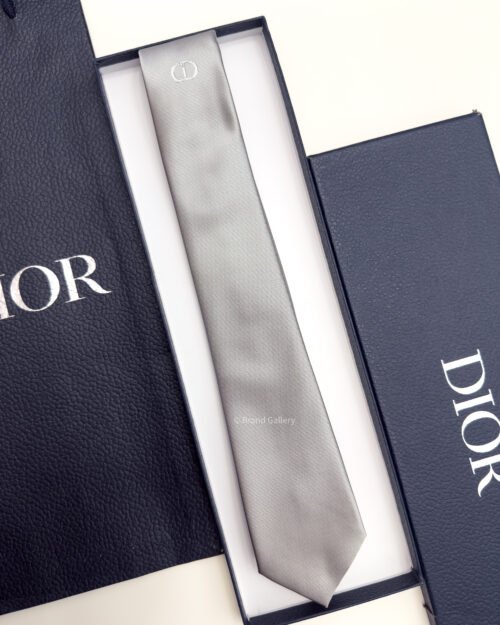 Dior Silver Grey Middle CD ICON SILK TIE
