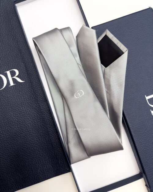 Dior Silver Grey Middle CD ICON SILK TIE