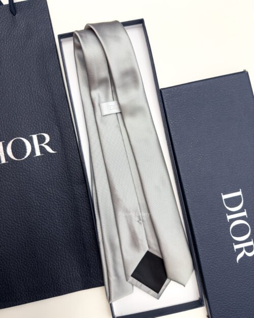 Dior Silver Grey Middle CD ICON SILK TIE
