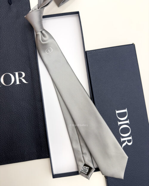 Dior Silver Grey Middle CD ICON SILK TIE