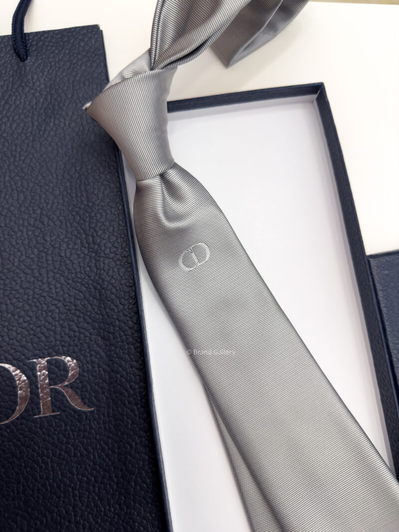 Dior Silver Grey Middle CD ICON SILK TIE