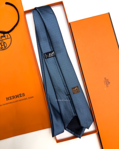 Hermes Marine PLAIN HORSESHOE SILK TIE