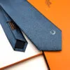Hermes Marine PLAIN HORSESHOE SILK TIE
