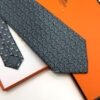 Hermes Grey ORIGAMI HORSE PATTERN SOFT SILK TIE