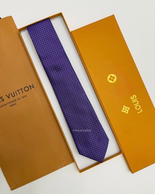 Louis Vuitton Purple MICRO DAMIER SILK TIE