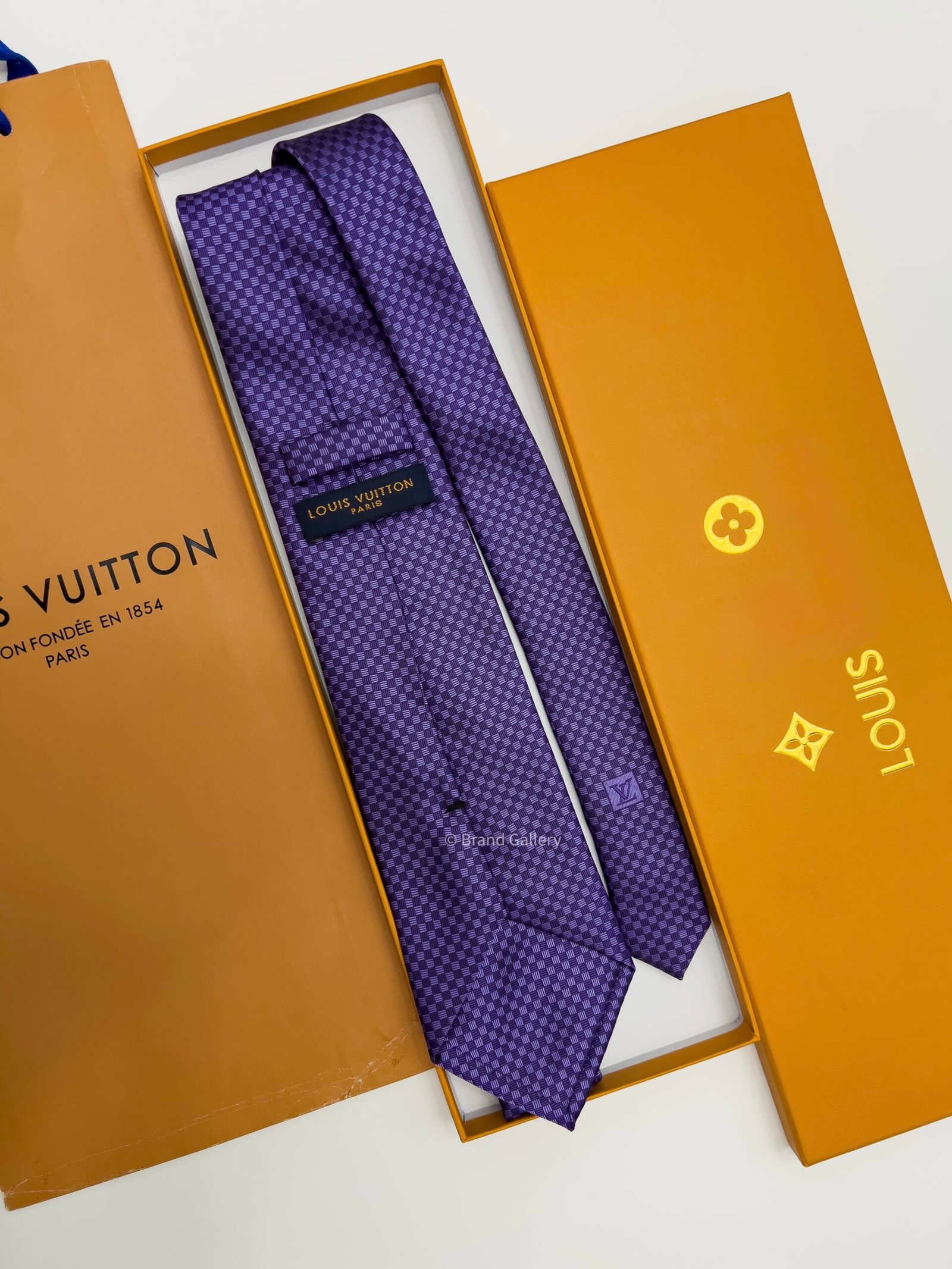 Louis Vuitton Purple MICRO DAMIER SILK TIE