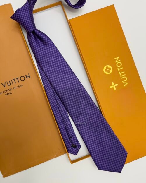 Louis Vuitton Purple MICRO DAMIER SILK TIE